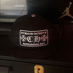 Chrome Hearts Black Cap with White Logo